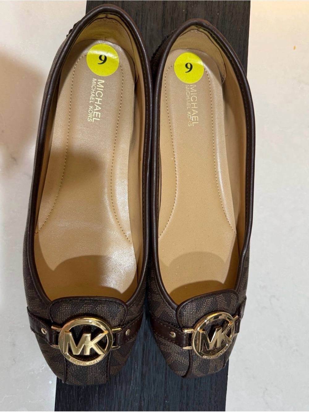 Michael Kors Fulton Moc Flats – Brown Logo Print – Women’s Size 9